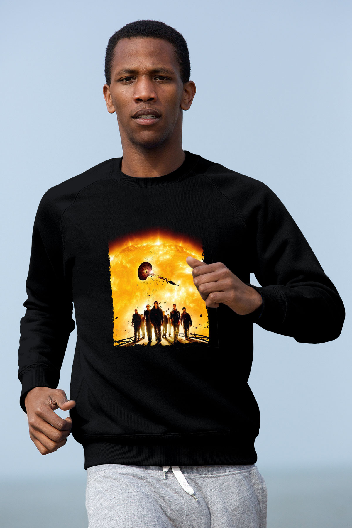 Unisex Gün Işığı (Sunshine) Baskılı Siyah Sweatshirt