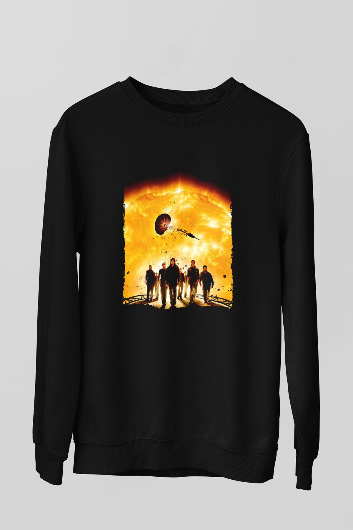 Unisex Gün Işığı (Sunshine) Baskılı Siyah Sweatshirt