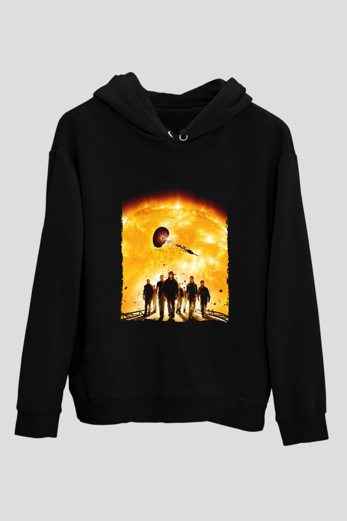 Unisex Gün Işığı (Sunshine) Baskılı Siyah Kapüşonlu Sweatshirt