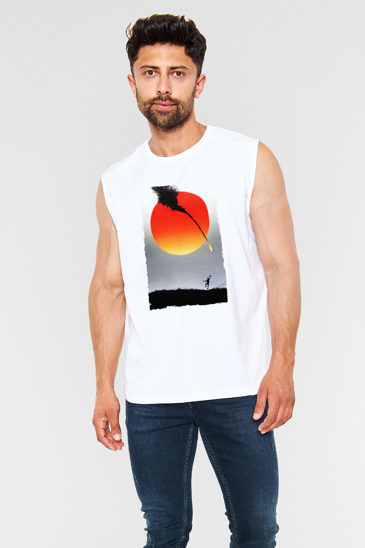 Unisex Güneş İmparatorluğu (Empire of the Sun) Baskılı Beyaz Kolsuz Tshirt