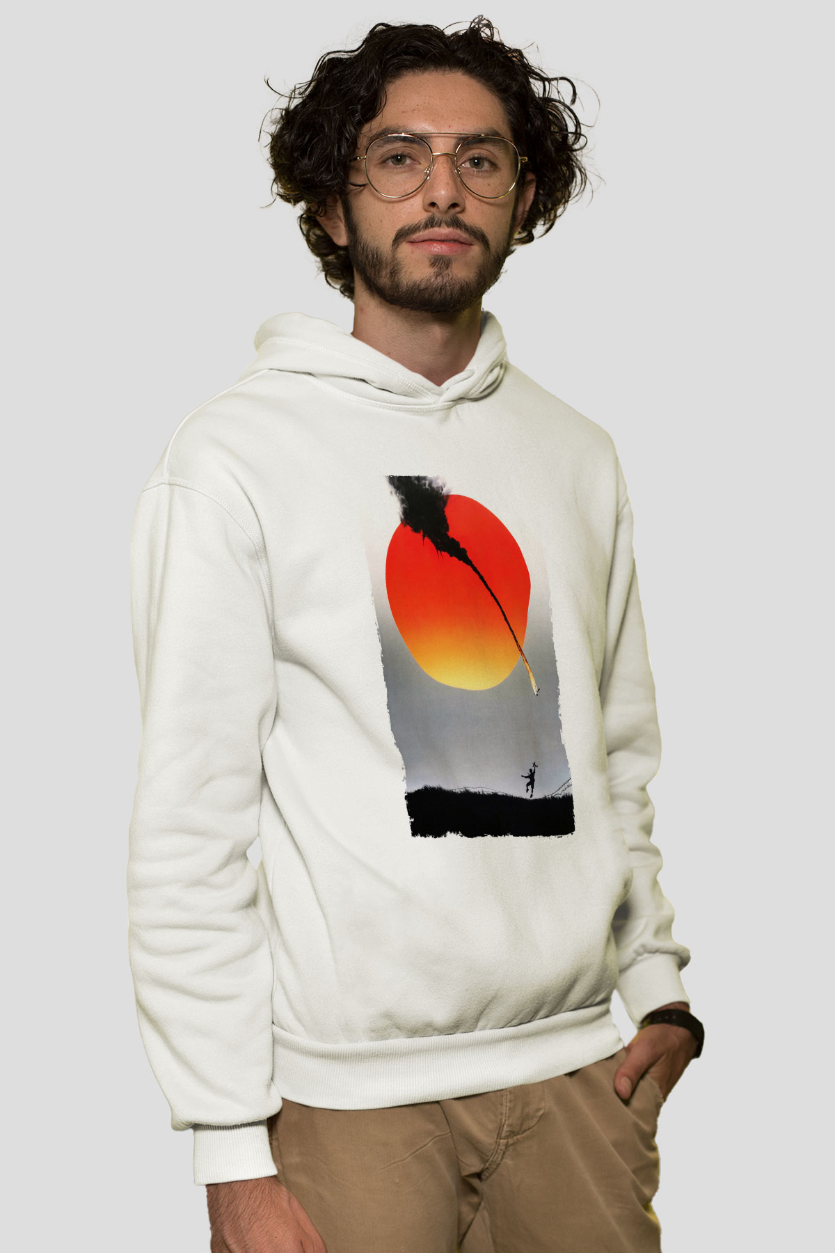 Unisex Güneş İmparatorluğu (Empire of the Sun) Baskılı Beyaz Kapüşonlu Sweatshirt