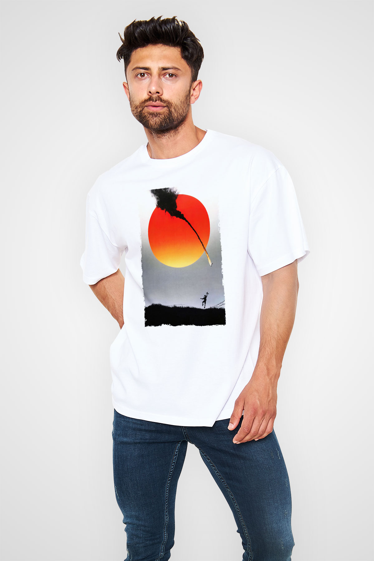 Unisex Güneş İmparatorluğu (Empire of the Sun) Baskılı Beyaz Oversize Oversize T-shirt