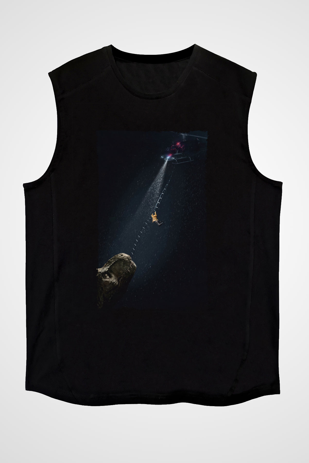 Unisex Hâkimiyet (Jurassic World Dominion) Baskılı Siyah Kolsuz T-shirt