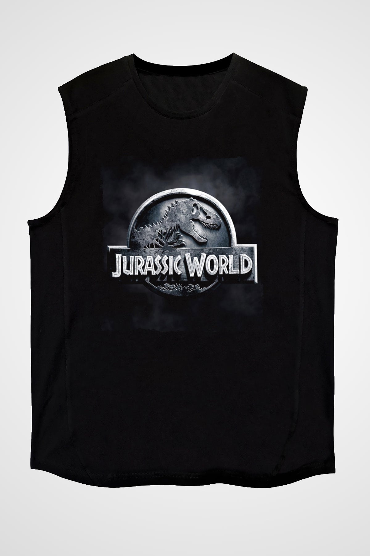 Unisex Hâkimiyet (Jurassic World Dominion) Baskılı Siyah Kolsuz Tişört