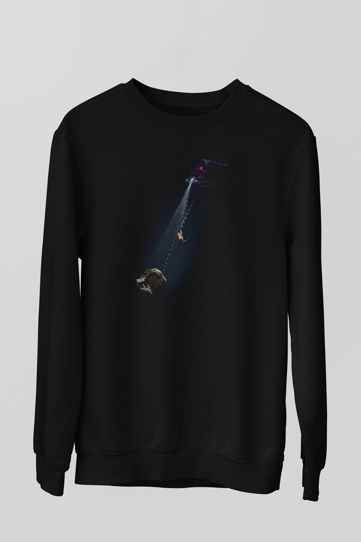 Unisex Hâkimiyet (Jurassic World Dominion) Baskılı Siyah Sweatshirt