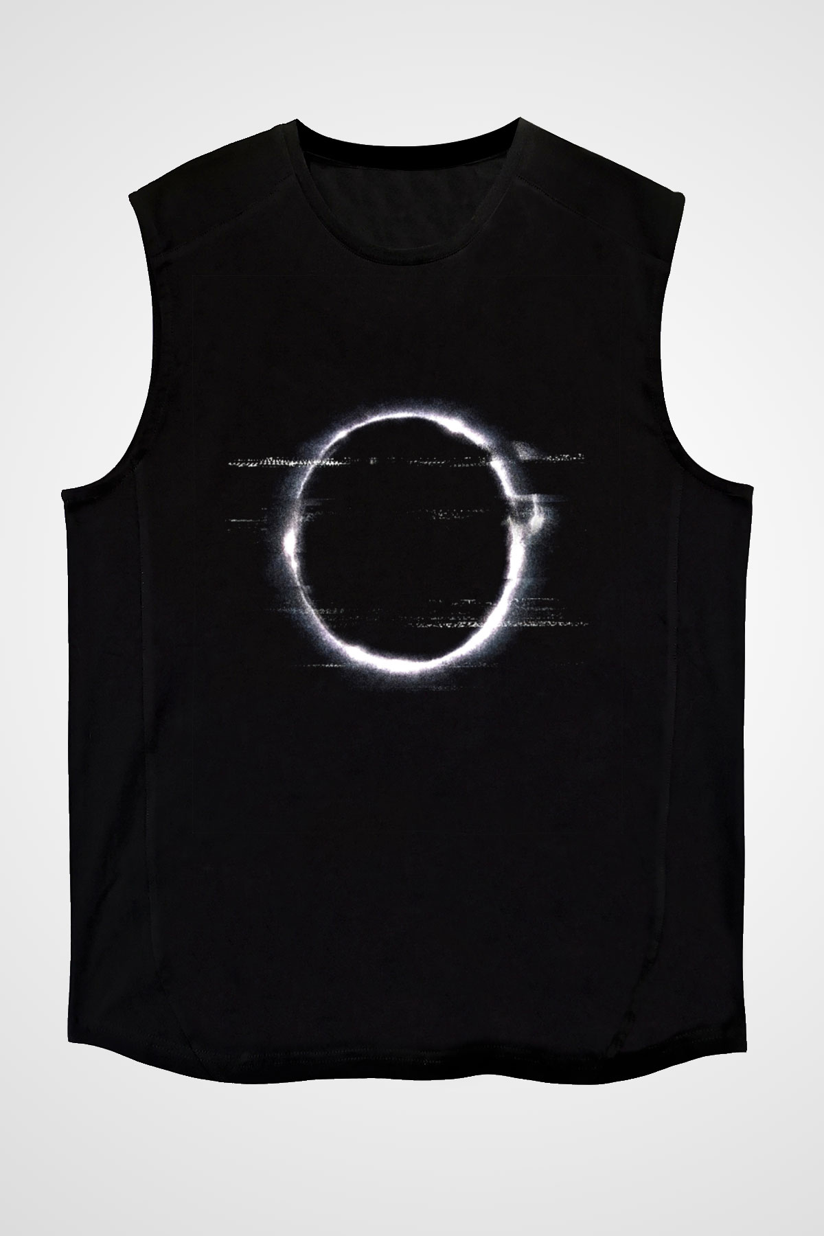 Unisex Halka (The Ring) Baskılı Siyah Kolsuz Tişört