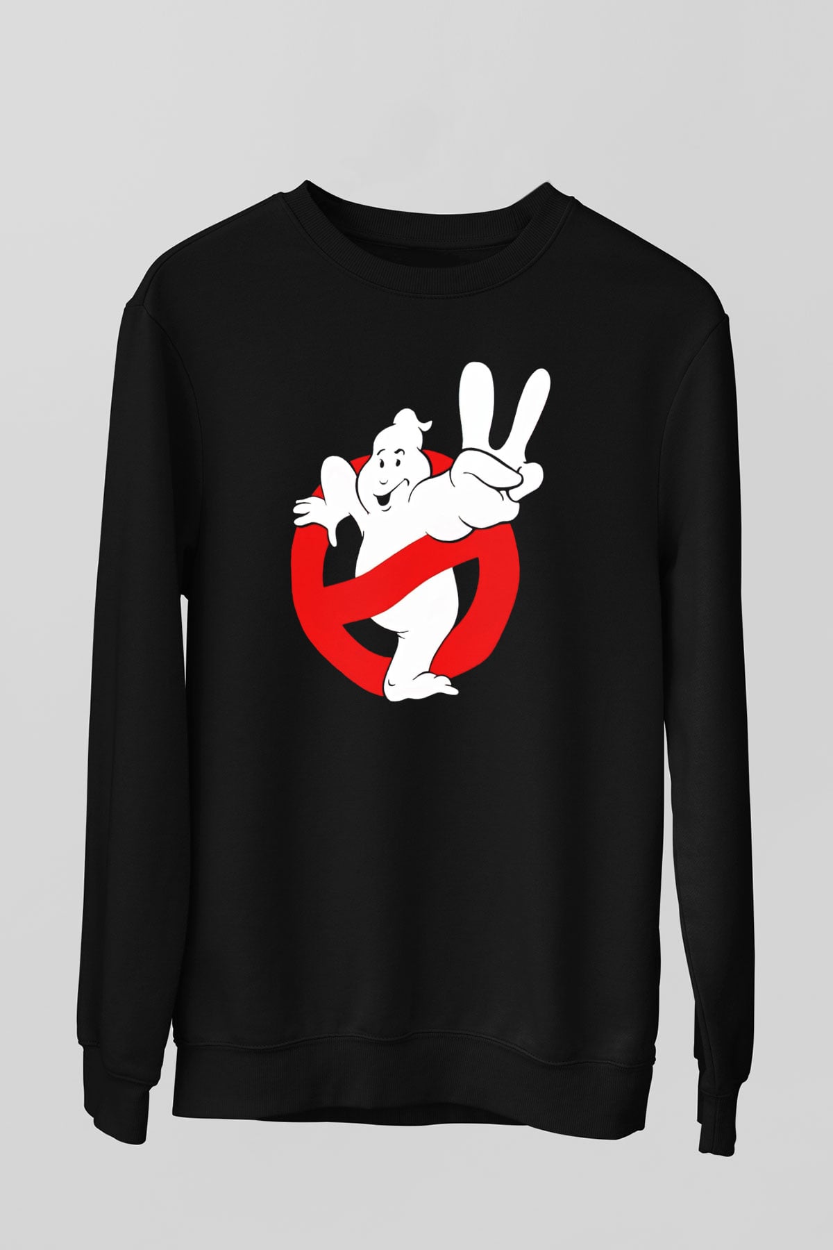 Unisex Hayalet Avcıları (Ghostbusters) Baskılı Siyah Sweatshirt