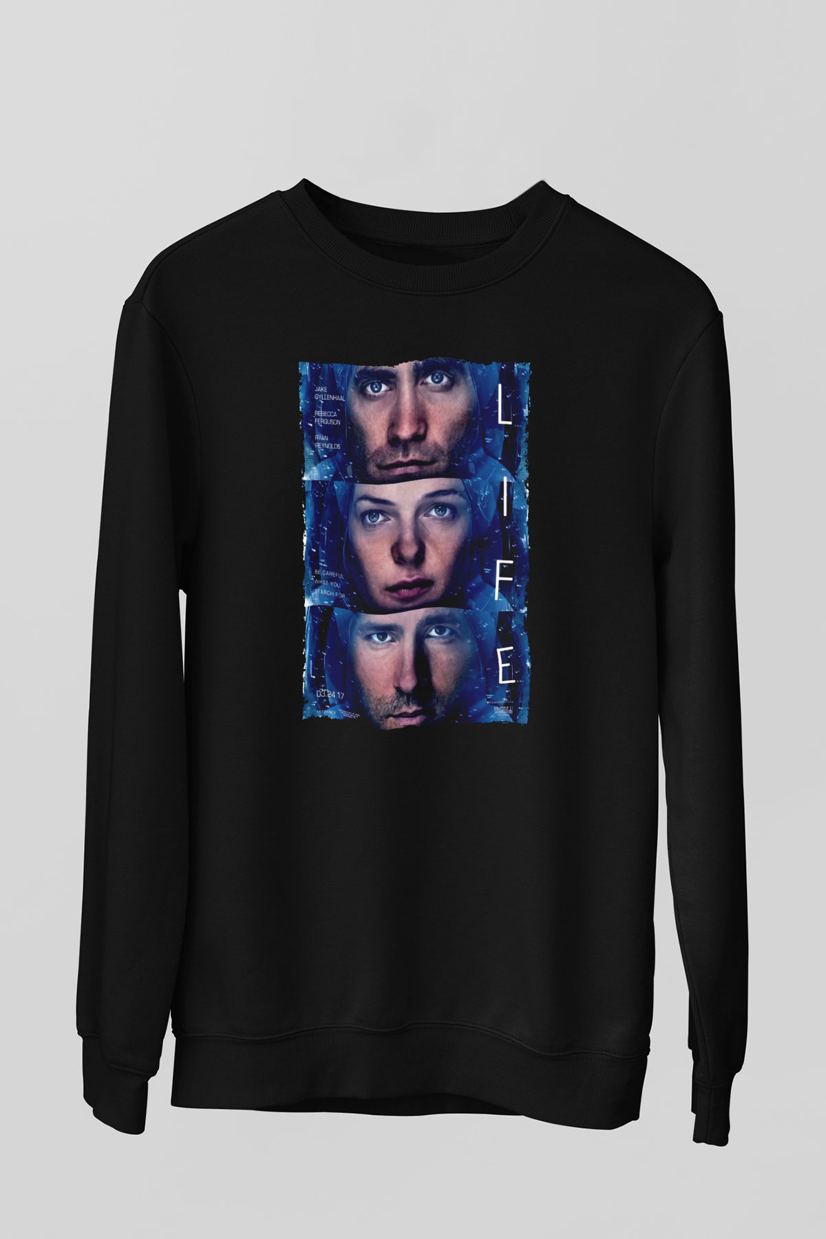 Unisex Hayat (Life) Baskılı Siyah Sweatshirt
