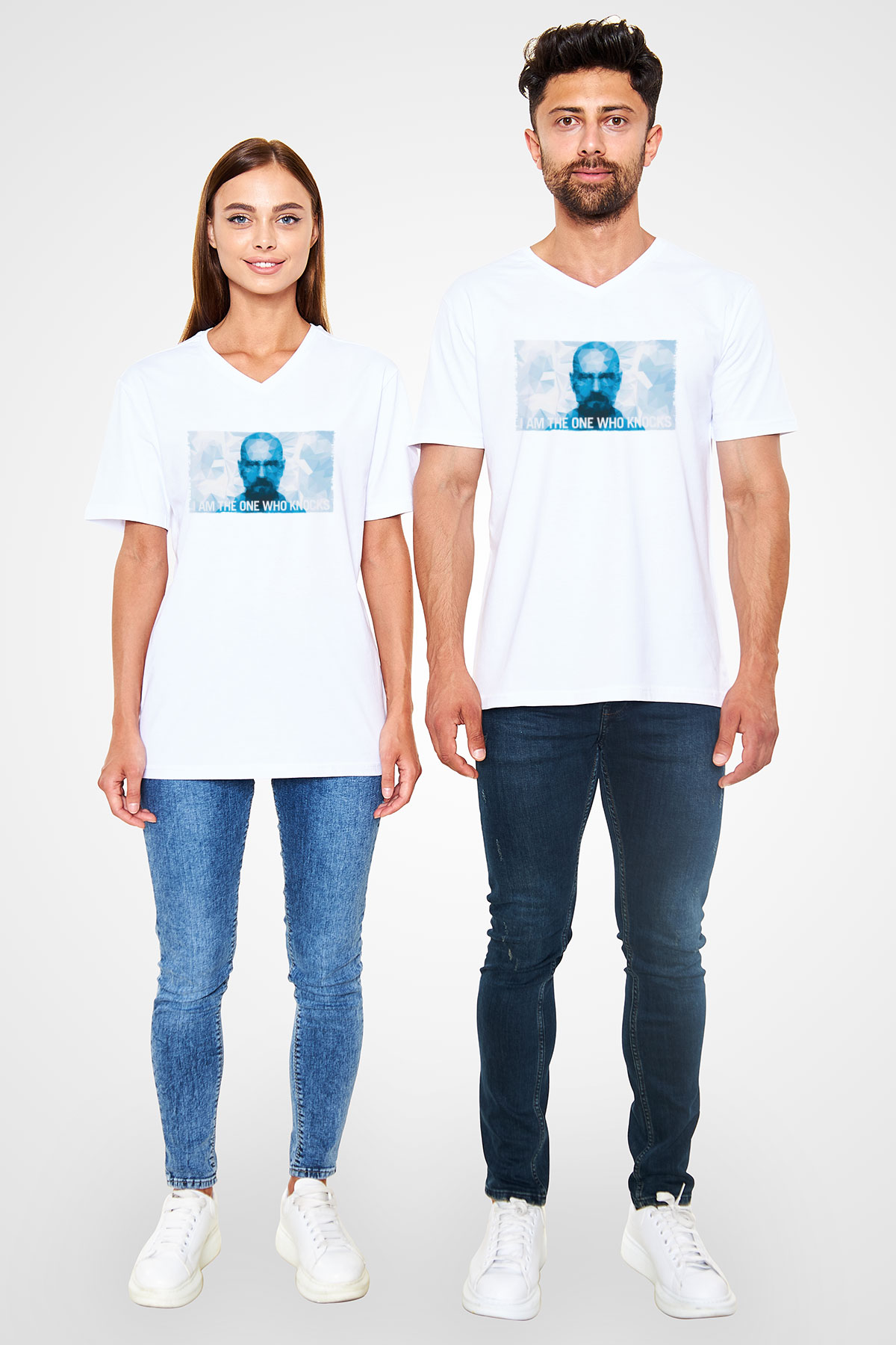 Unisex Heisenberg - Breaking Bad Baskılı Beyaz V Yaka Tişört