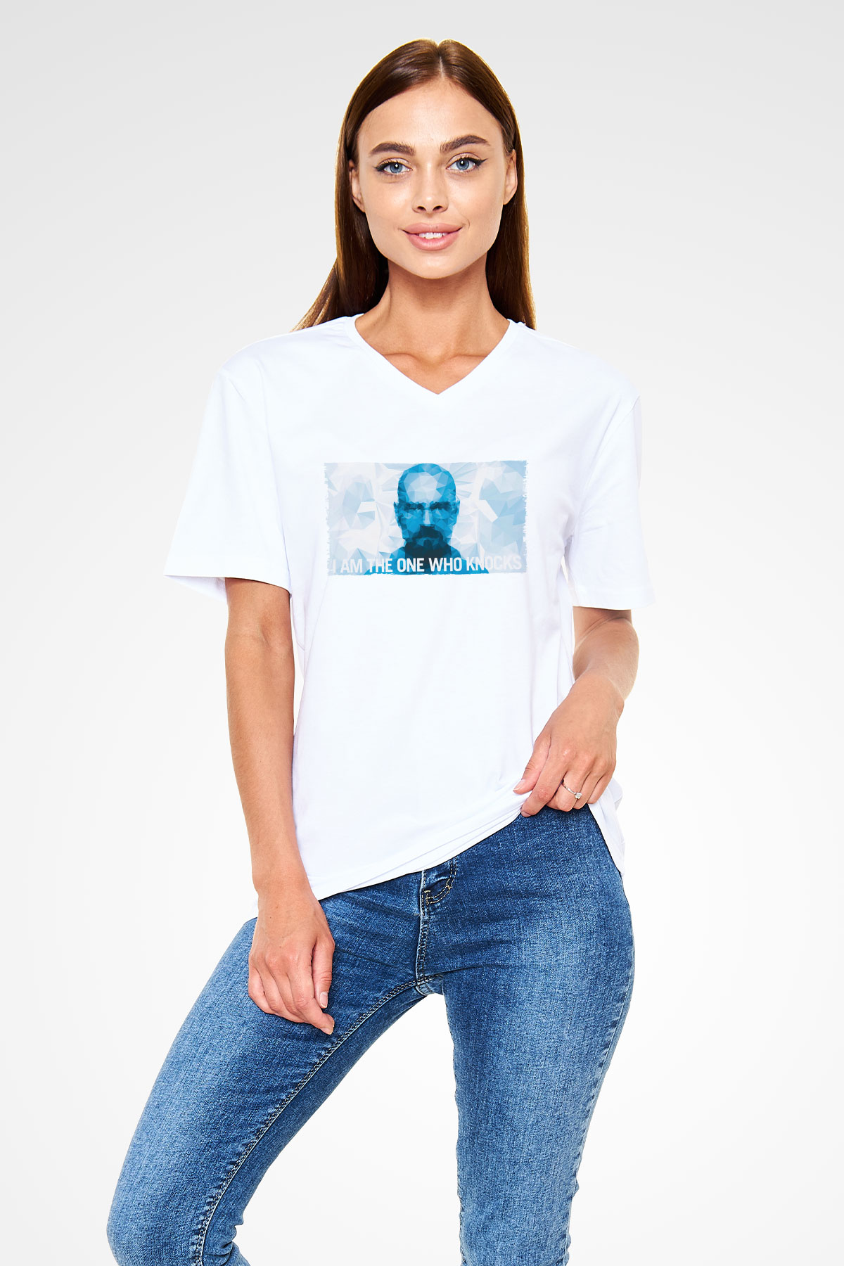 Unisex Heisenberg - Breaking Bad Baskılı Beyaz V Yaka Tişört