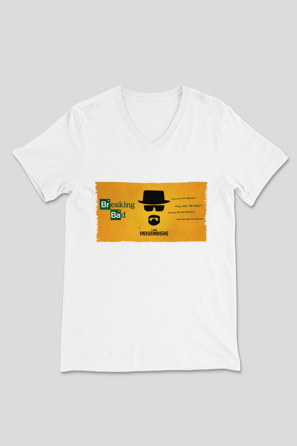 Unisex Heisenberg - Breaking Bad Baskılı Beyaz V Yaka Tshirt