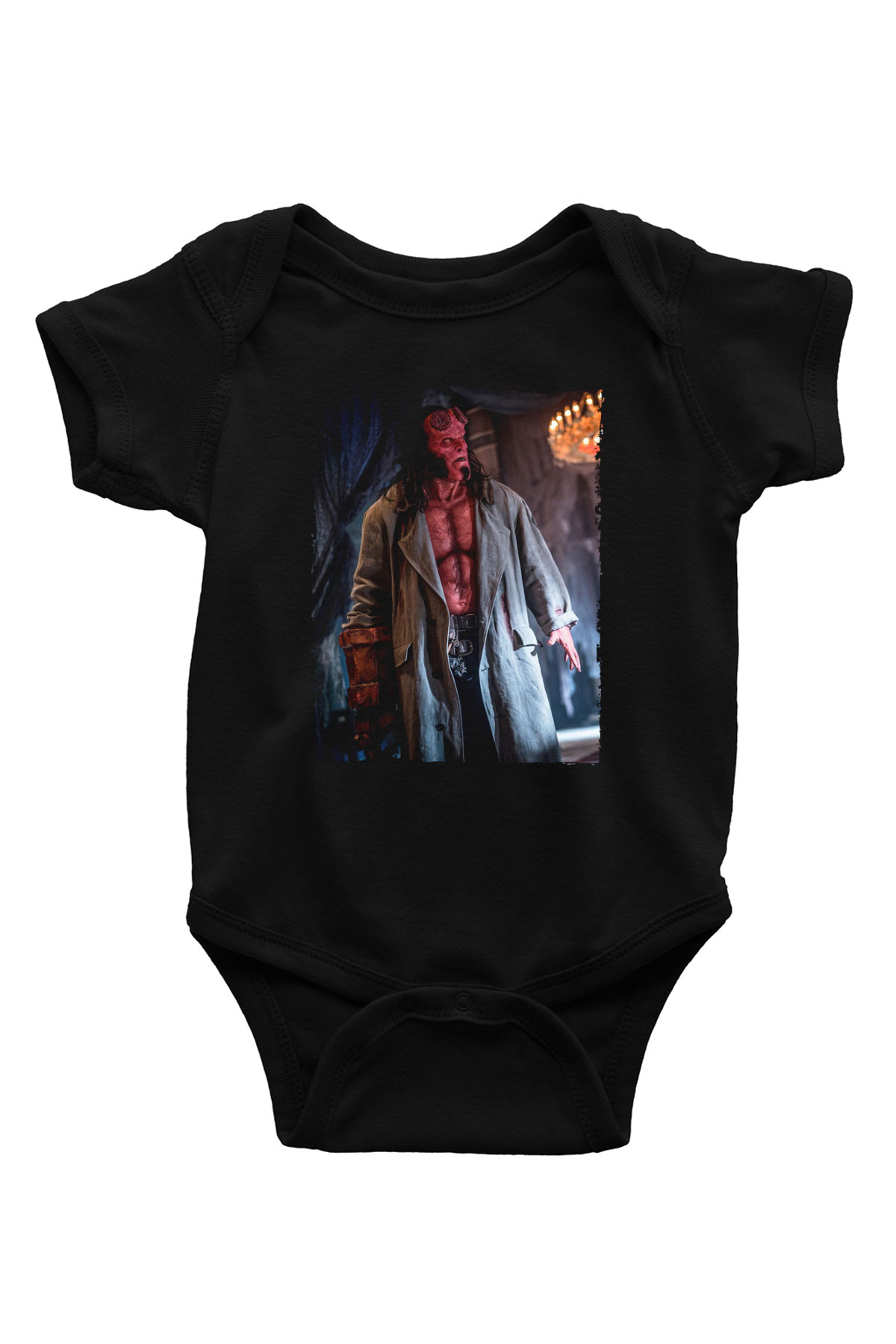 Unisex Hellboy Baskılı Siyah Bebek Body - Zıbın