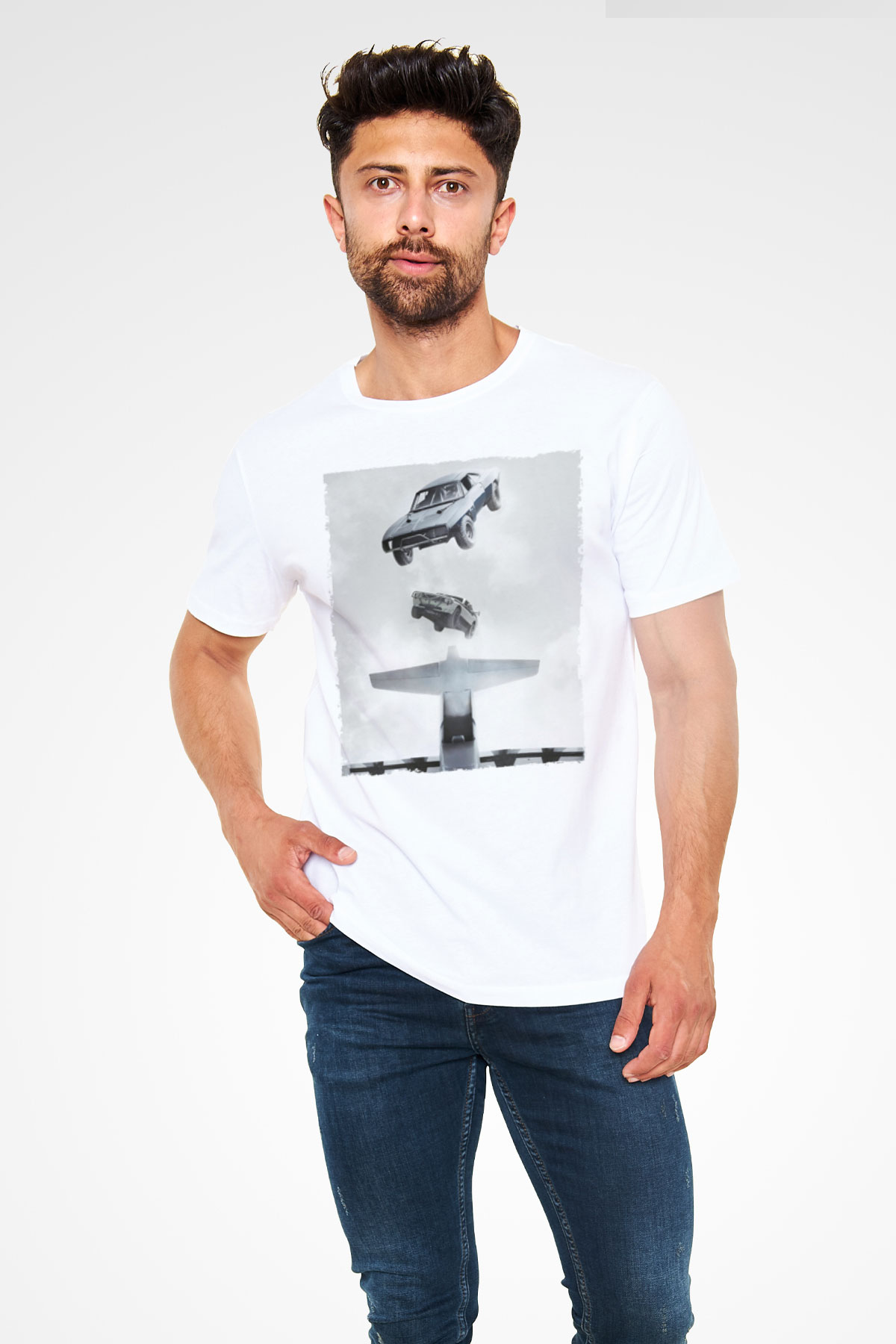 Hızlı ve Öfkeli Baskılı Beyaz Tshirt
