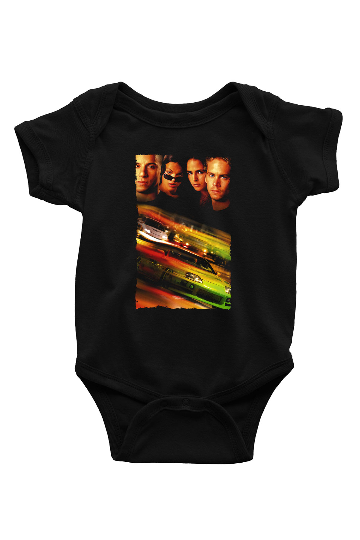 Unisex Hızlı ve Öfkeli (Fast & Furious) Baskılı Siyah Çocuk Unisex Tişört