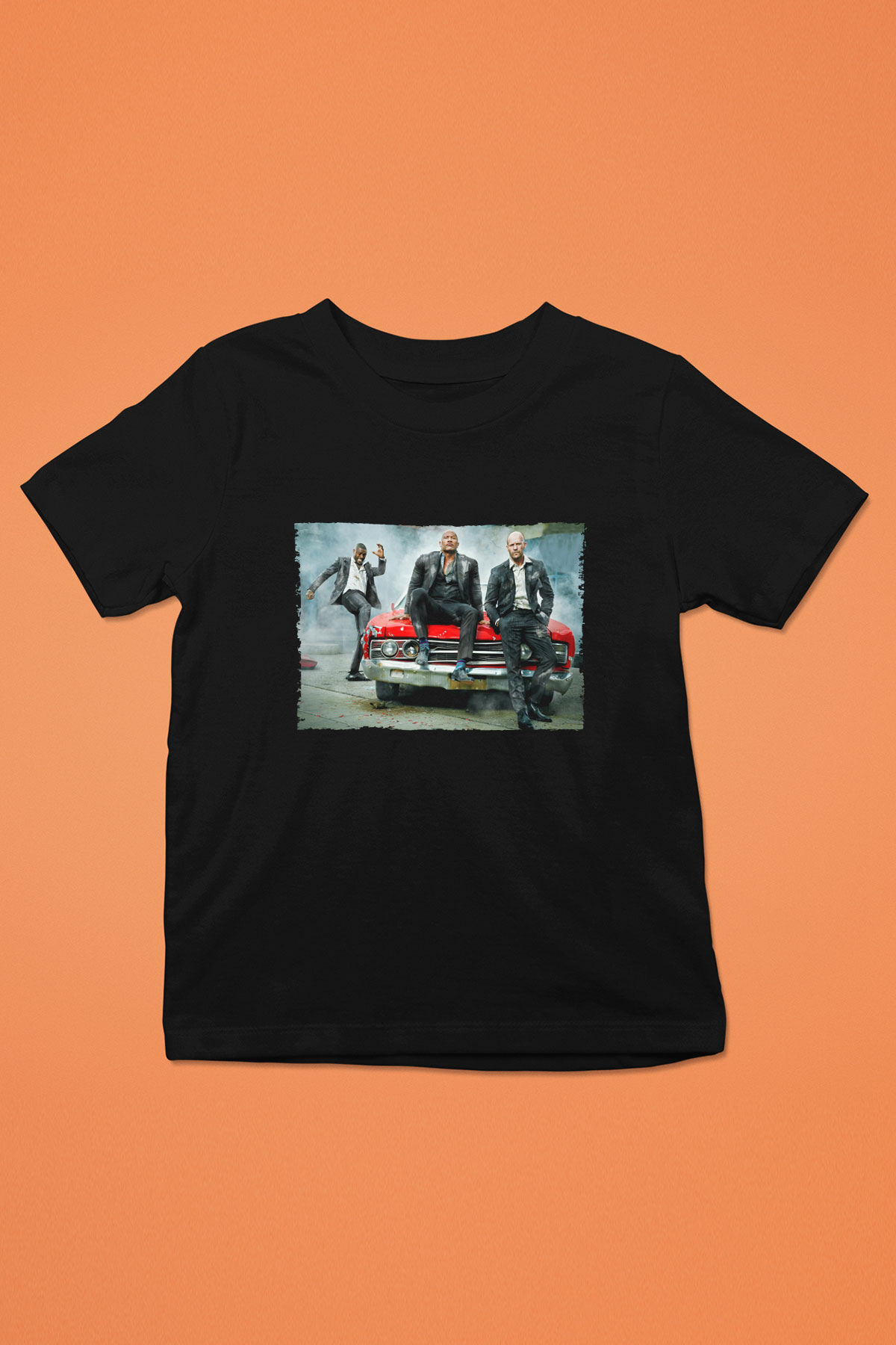 Unisex Hızlı ve Öfkeli Hobbs ve Shaw (Hobbs & Shaw) Baskılı Siyah Çocuk T-Shirt