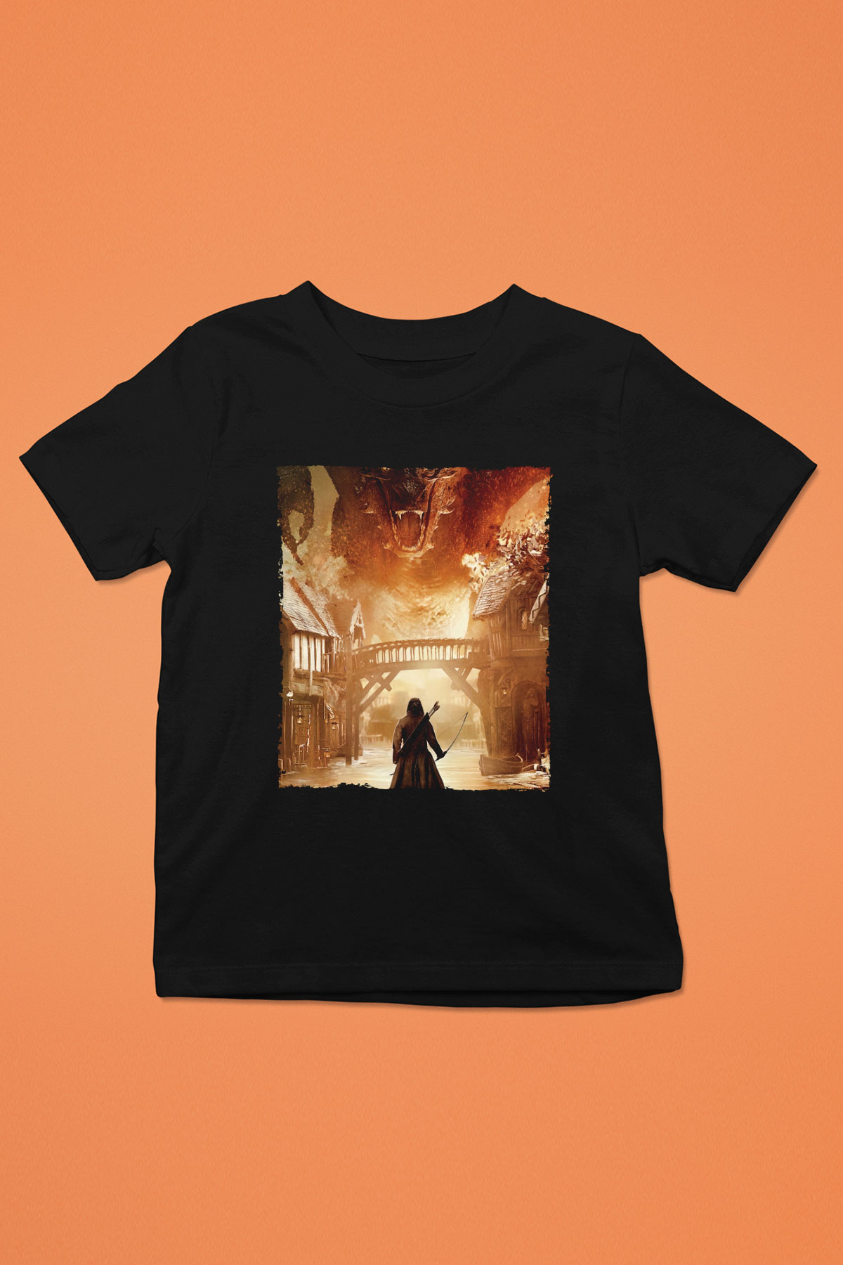 Unisex Hobbit Beş Ordunun Savaşı (The Hobbit The Battle of the Five Armies) Baskılı Siyah Çocuk Unisex Tshirt