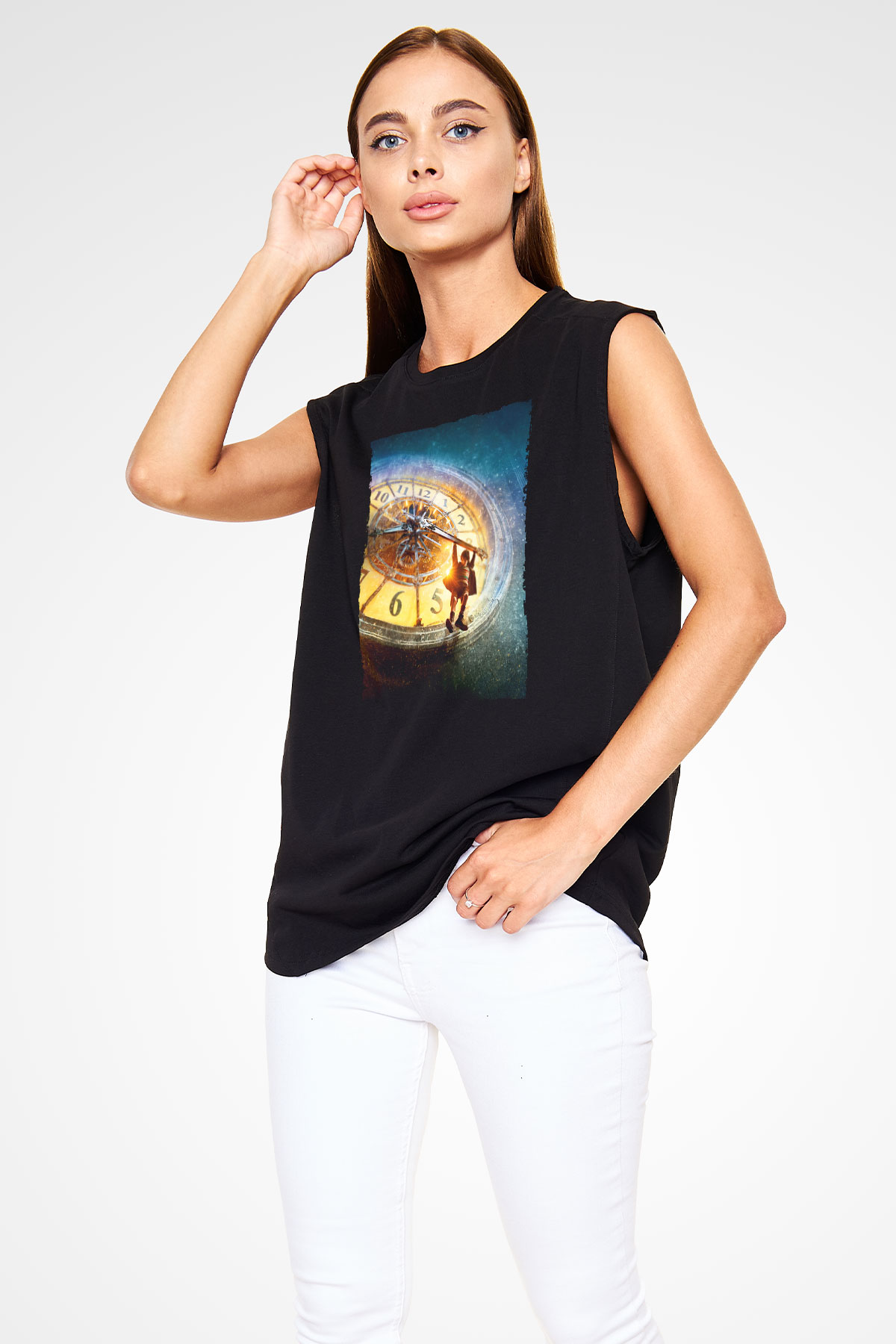 Unisex Hugo Baskılı Siyah Kolsuz Tshirt