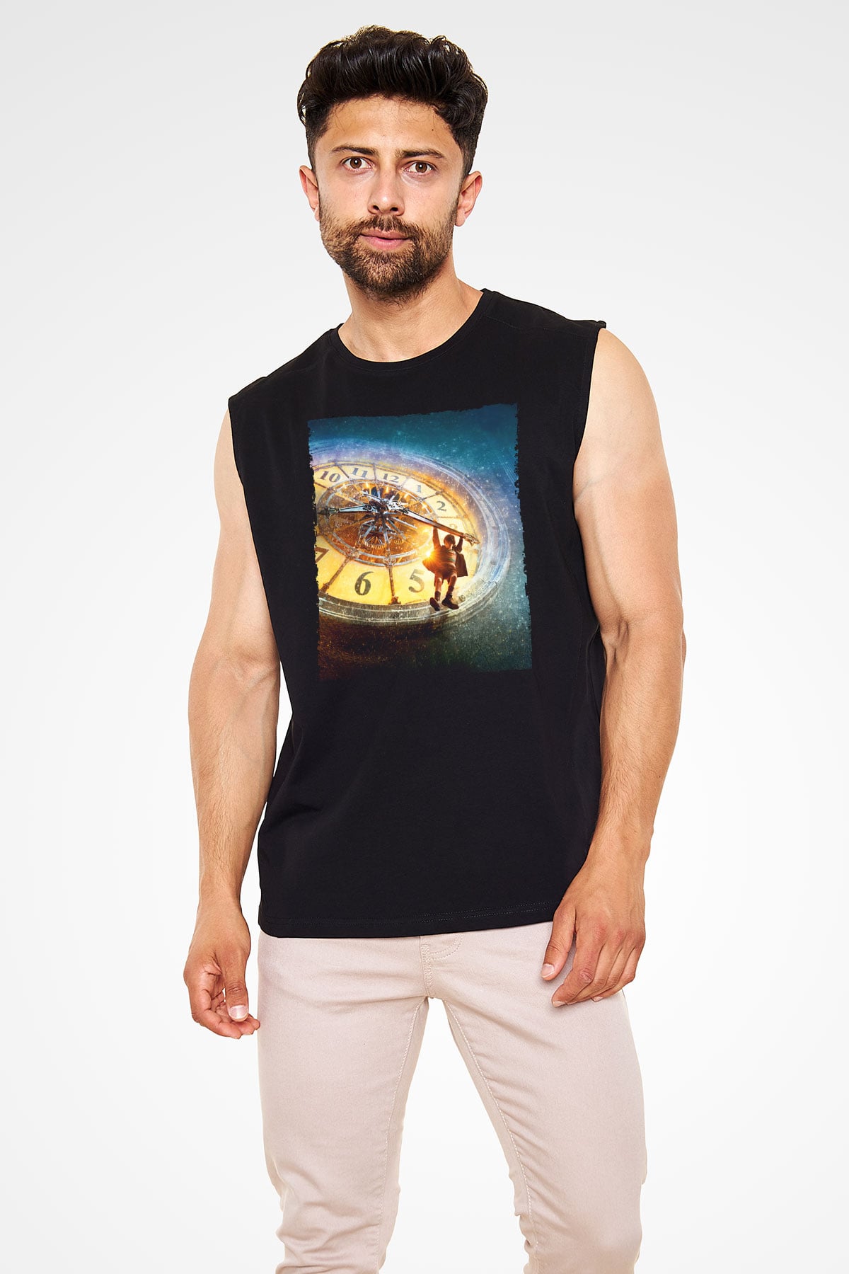 Unisex Hugo Baskılı Siyah Kolsuz Tshirt