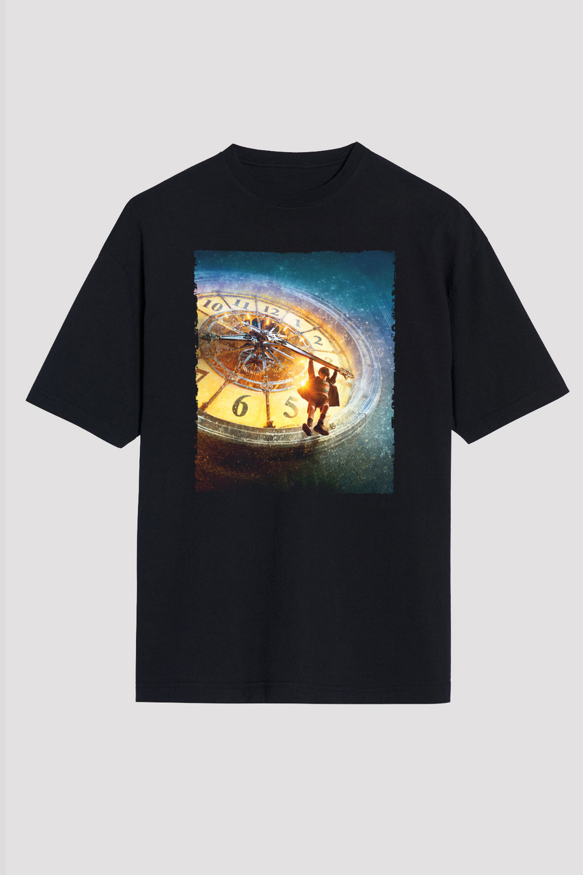 Unisex Hugo Baskılı Siyah Oversize Tshirt