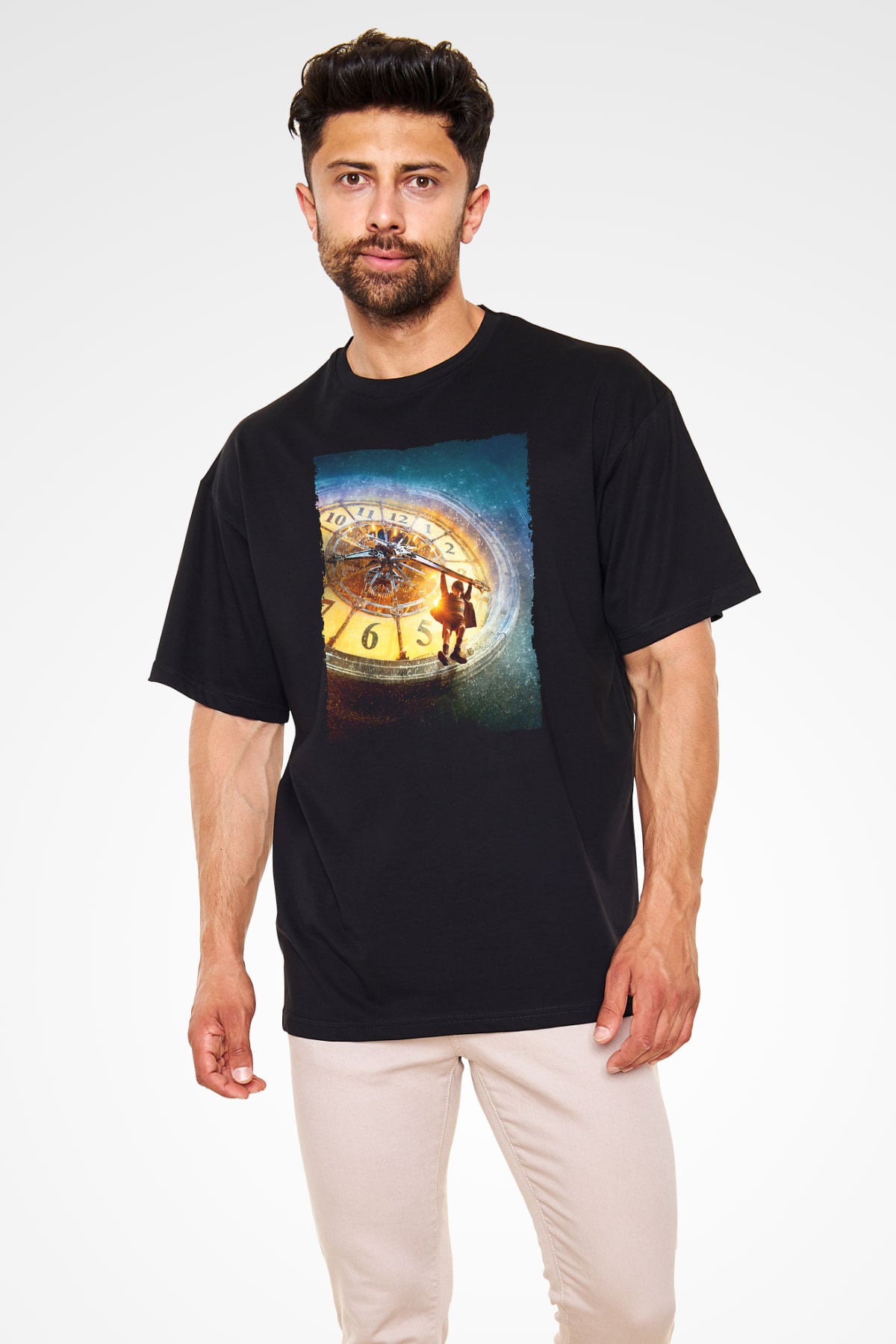 Unisex Hugo Baskılı Siyah Oversize Tshirt