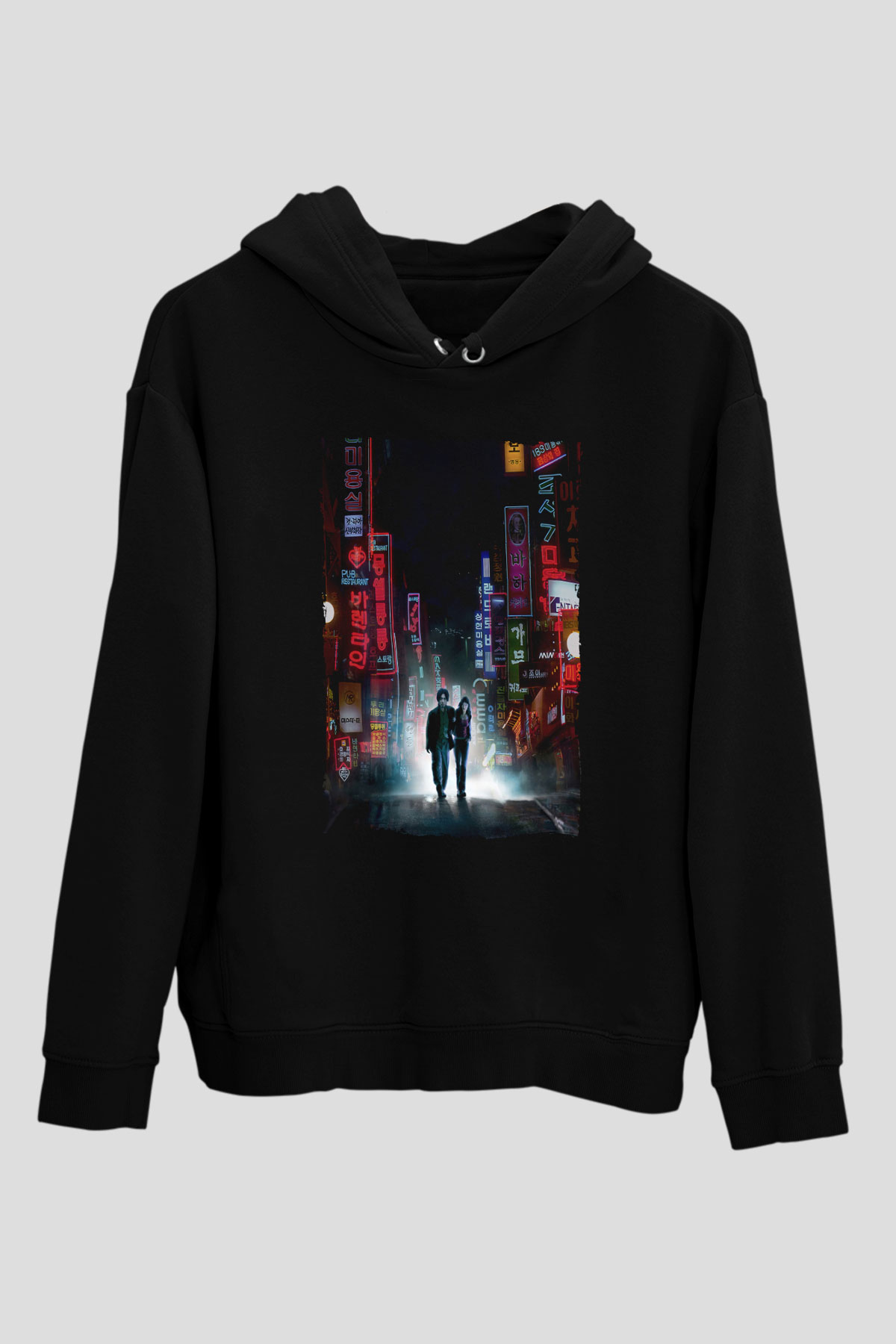 Unisex İhtiyar Delikanlı (Oldboy) Baskılı Siyah Kapüşonlu Sweatshirt