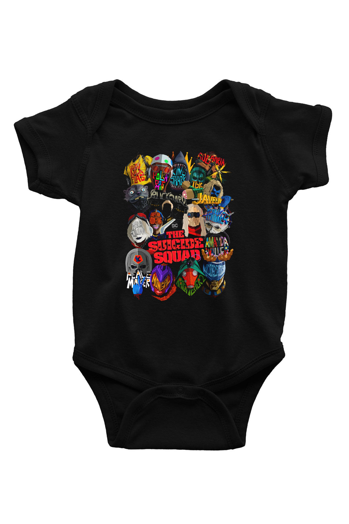 Unisex İntihar Timi (The Suicide Squad) Baskılı Siyah Bebek Body - Zıbın