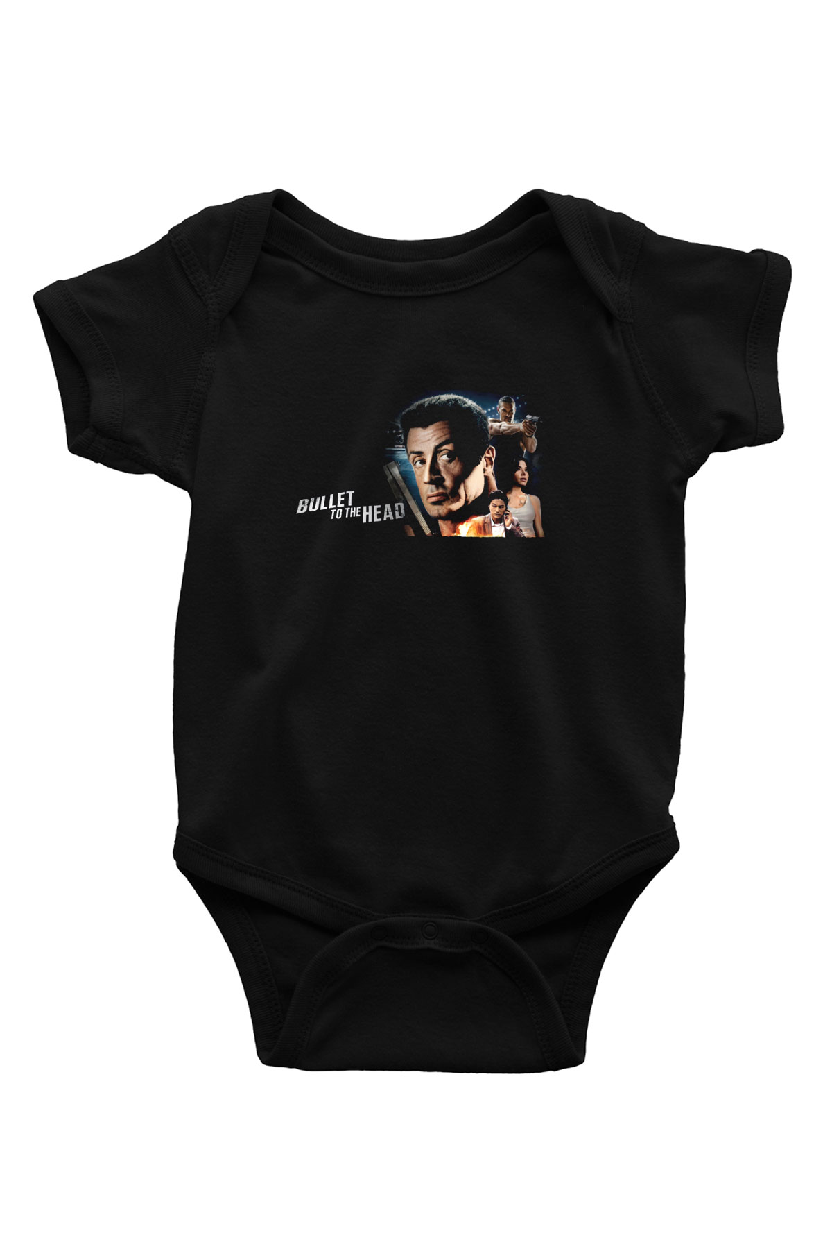 Unisex İntikam Kurşunu (Bullet to the Head) Baskılı Siyah Bebek Body - Zıbın