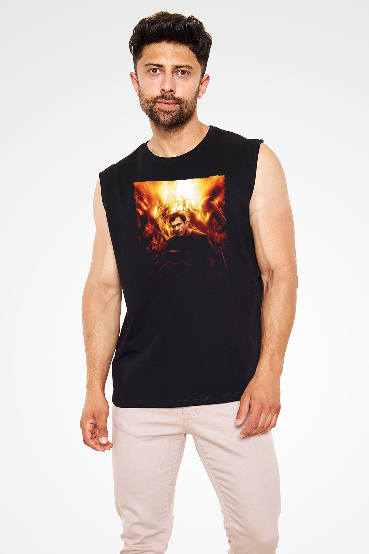 Unisex İşaretler (Signs) Baskılı Siyah Kolsuz Tişört