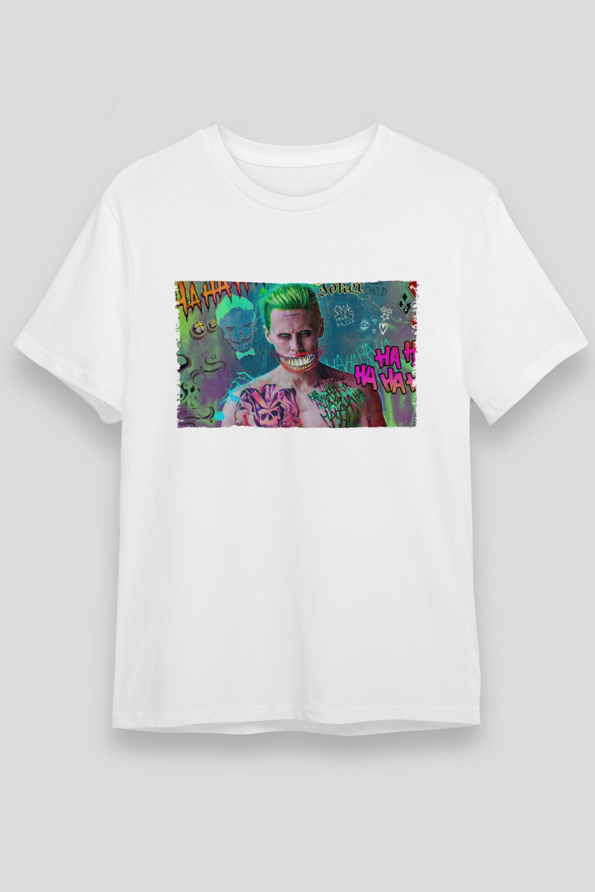 Jared Leto Joker Fanart Baskılı Beyaz Tişört