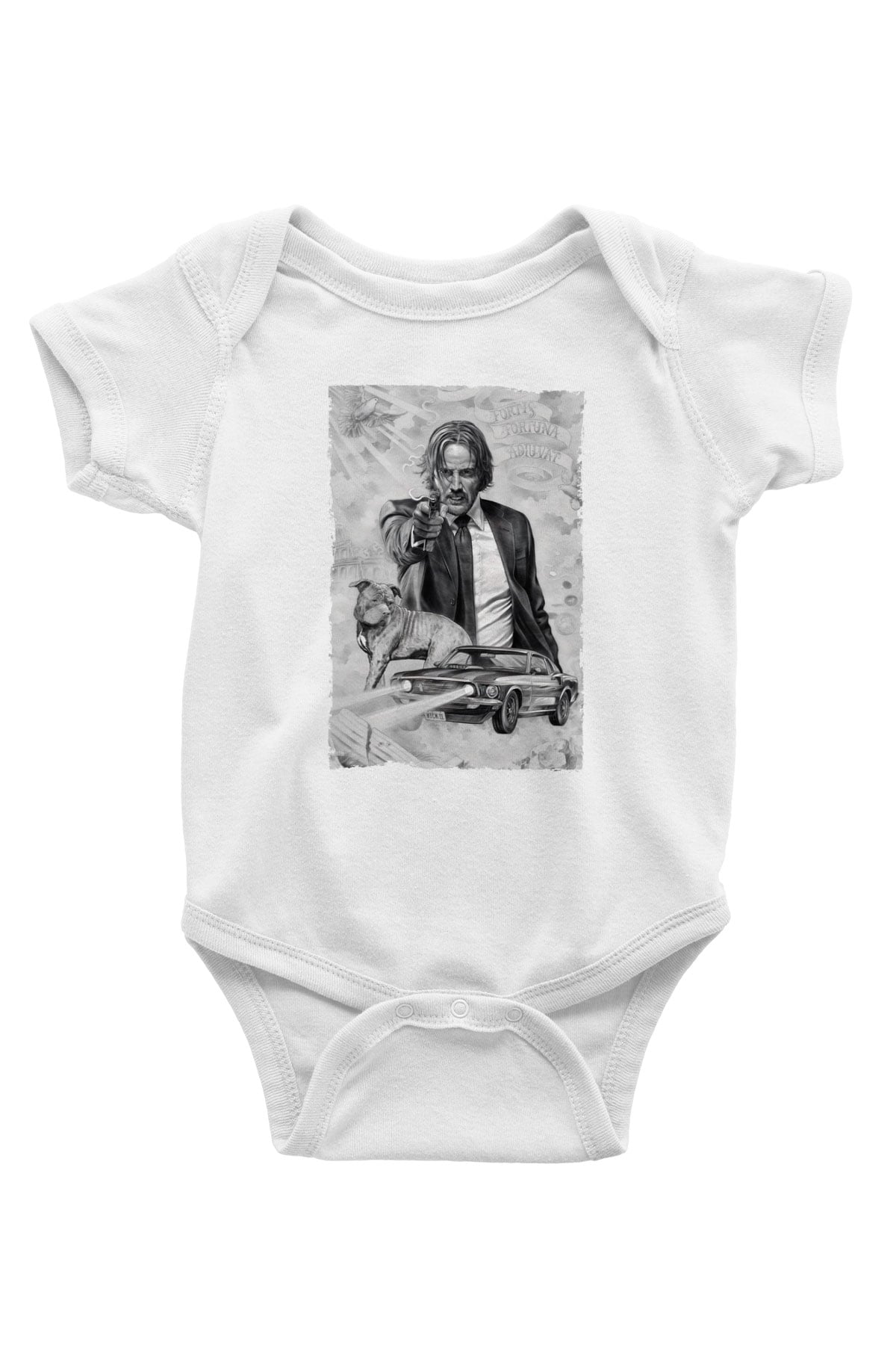 Unisex John Wick Baskılı Bebek Body - Zıbın