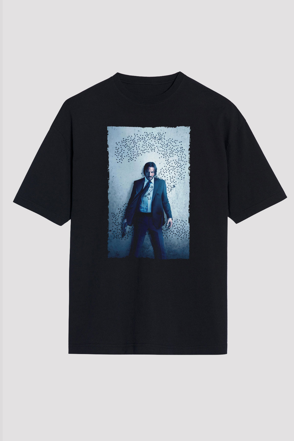 Unisex John Wick Baskılı Siyah Unisex Oversize T-shirt