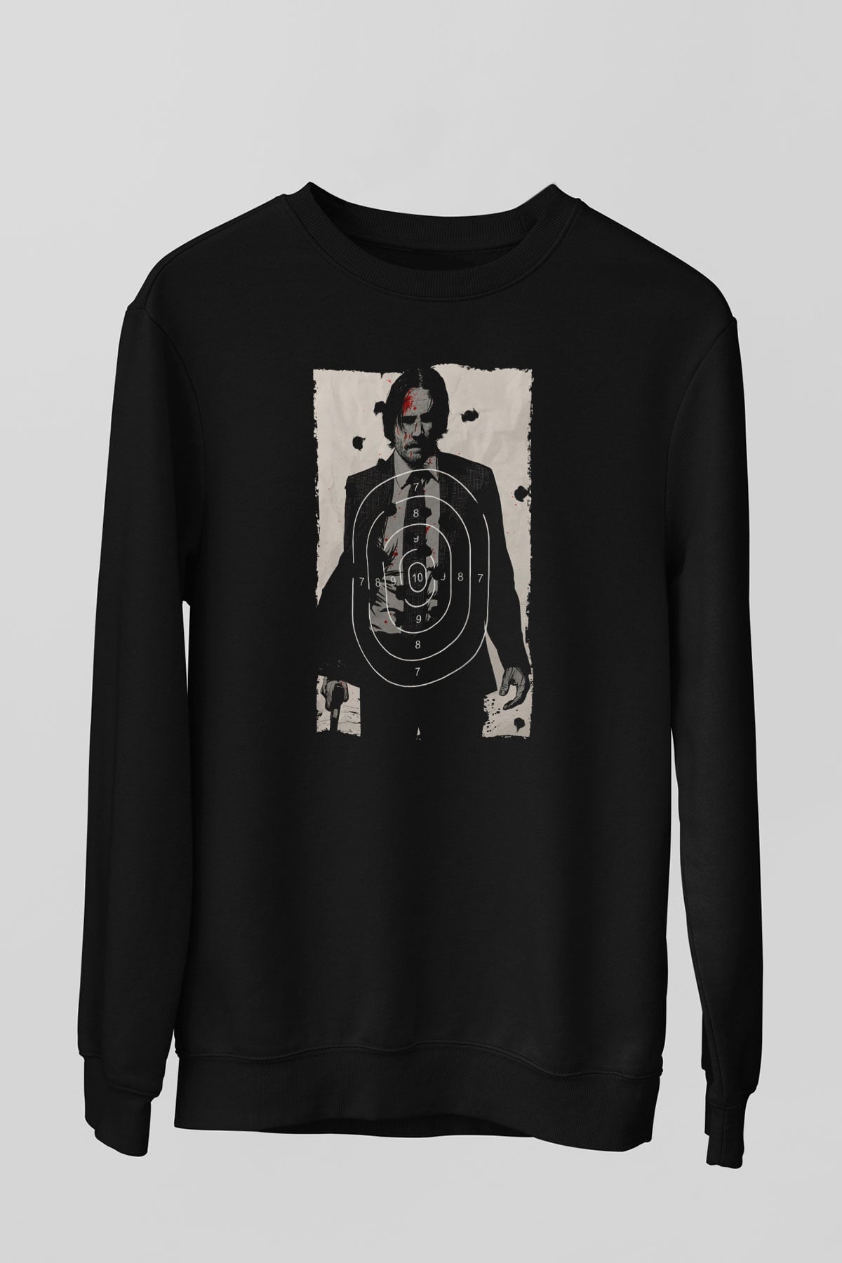 Unisex John Wick Baskılı Siyah Unisex Sweatshirt