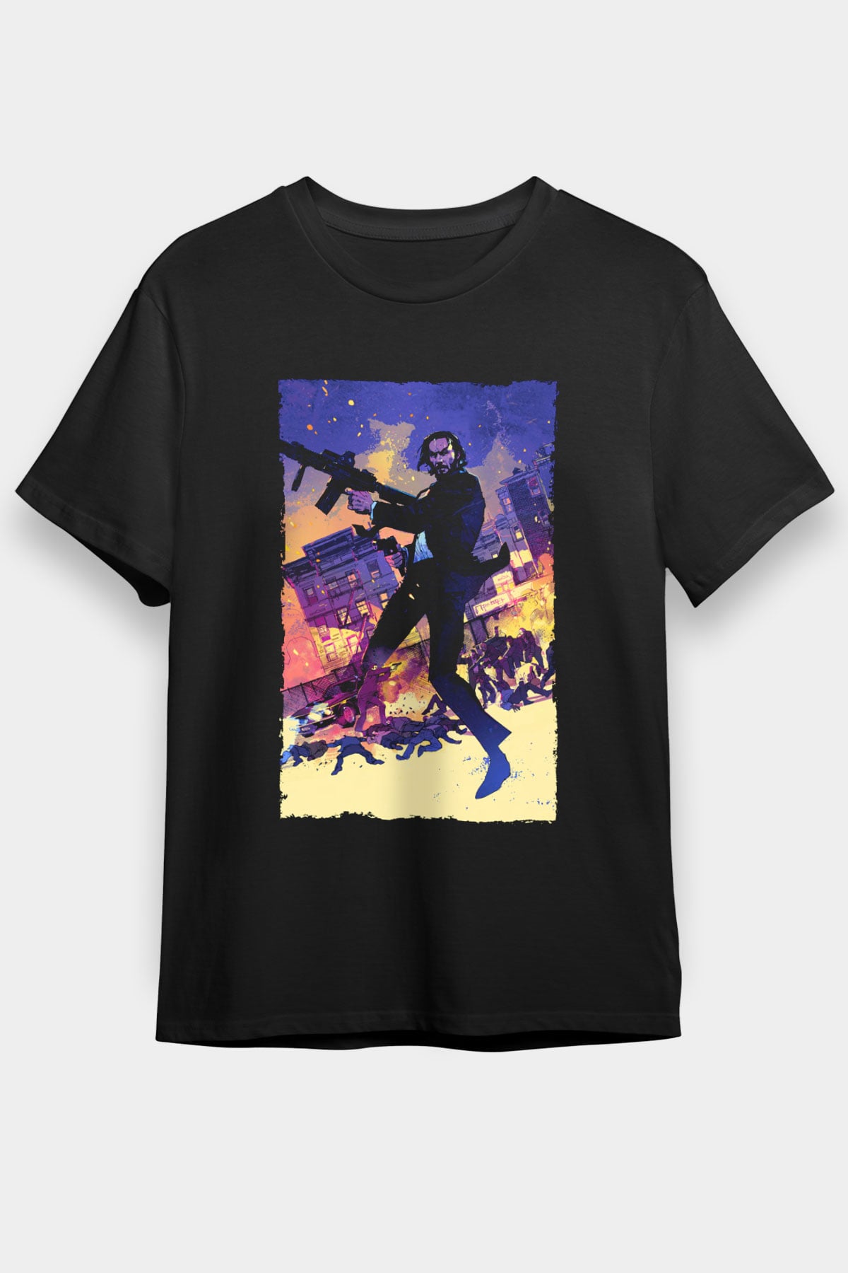 John Wick Baskılı Siyah Tişört