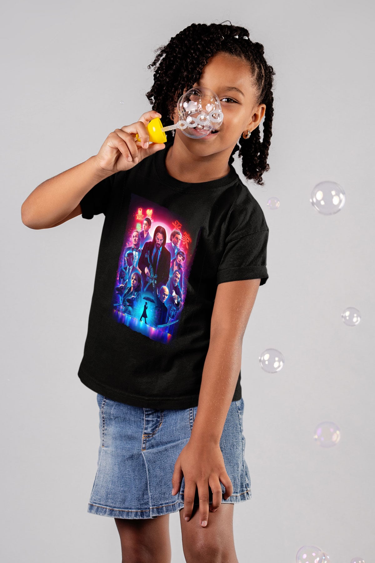 Unisex John Wick Serisi (John Wick) Baskılı Siyah Çocuk Tshirt