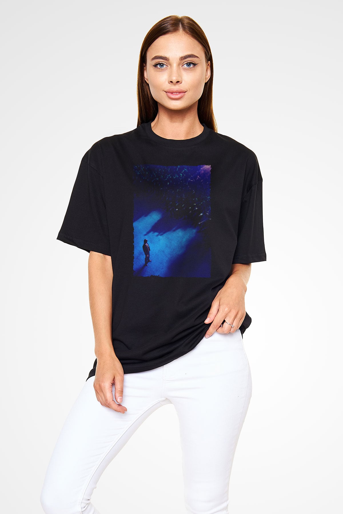 Unisex John Wick Serisi (John Wick) Baskılı Siyah Oversize Tişört