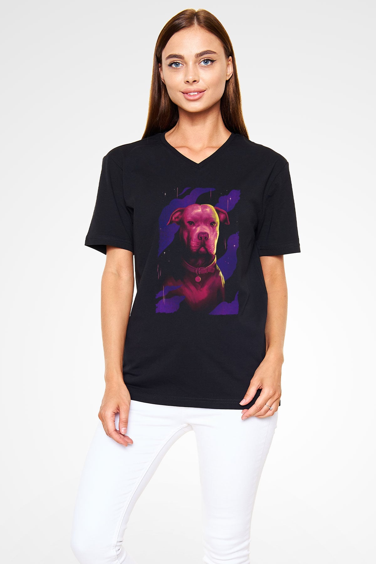 Unisex John Wick Serisi (John Wick) Baskılı Siyah Unisex V Yaka T-shirt
