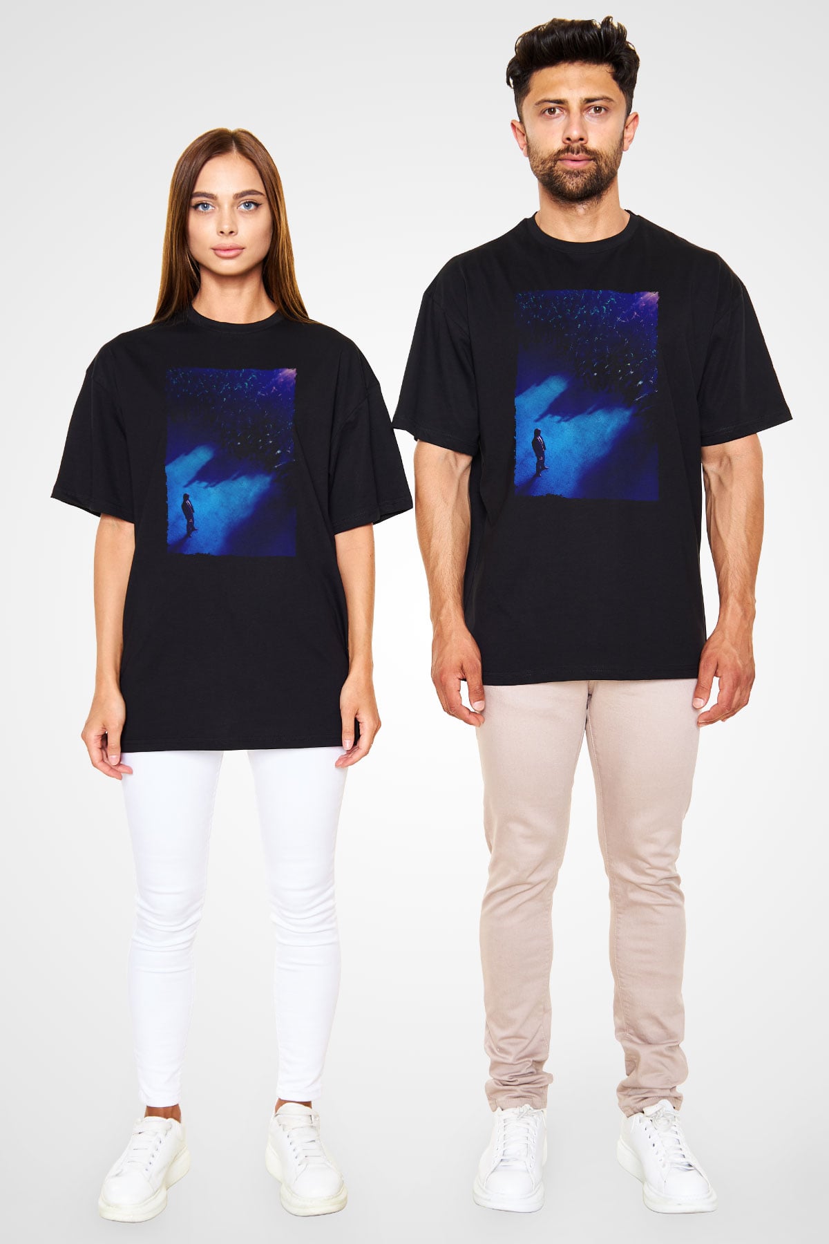Unisex John Wick Serisi (John Wick) Baskılı Siyah Oversize Tişört