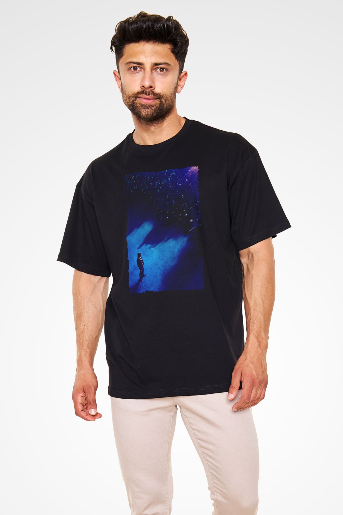 Unisex John Wick Serisi (John Wick) Baskılı Siyah Oversize Tişört