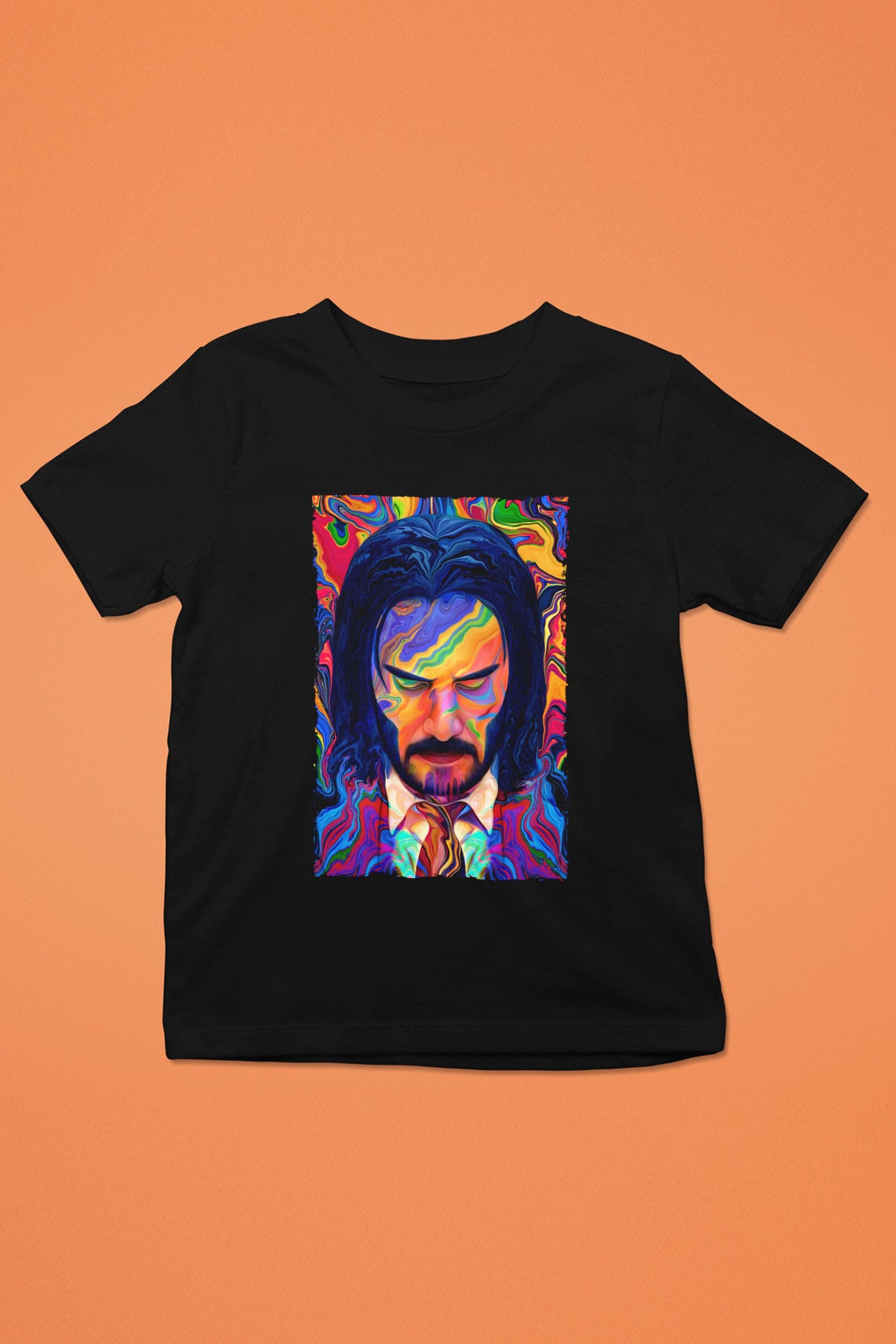 Unisex John Wick Serisi (John Wick) Baskılı Siyah Çocuk T-Shirt