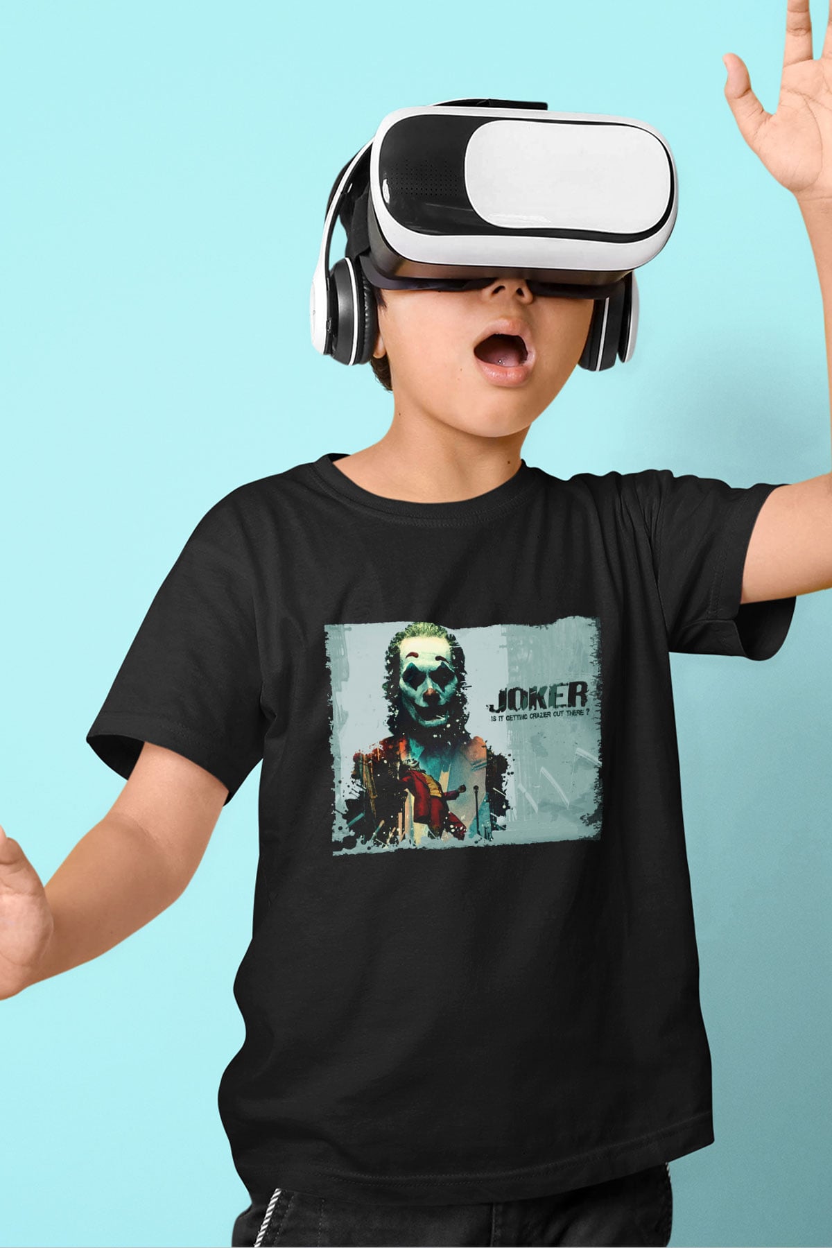 Unisex Joker Baskılı Siyah Çocuk Tshirt