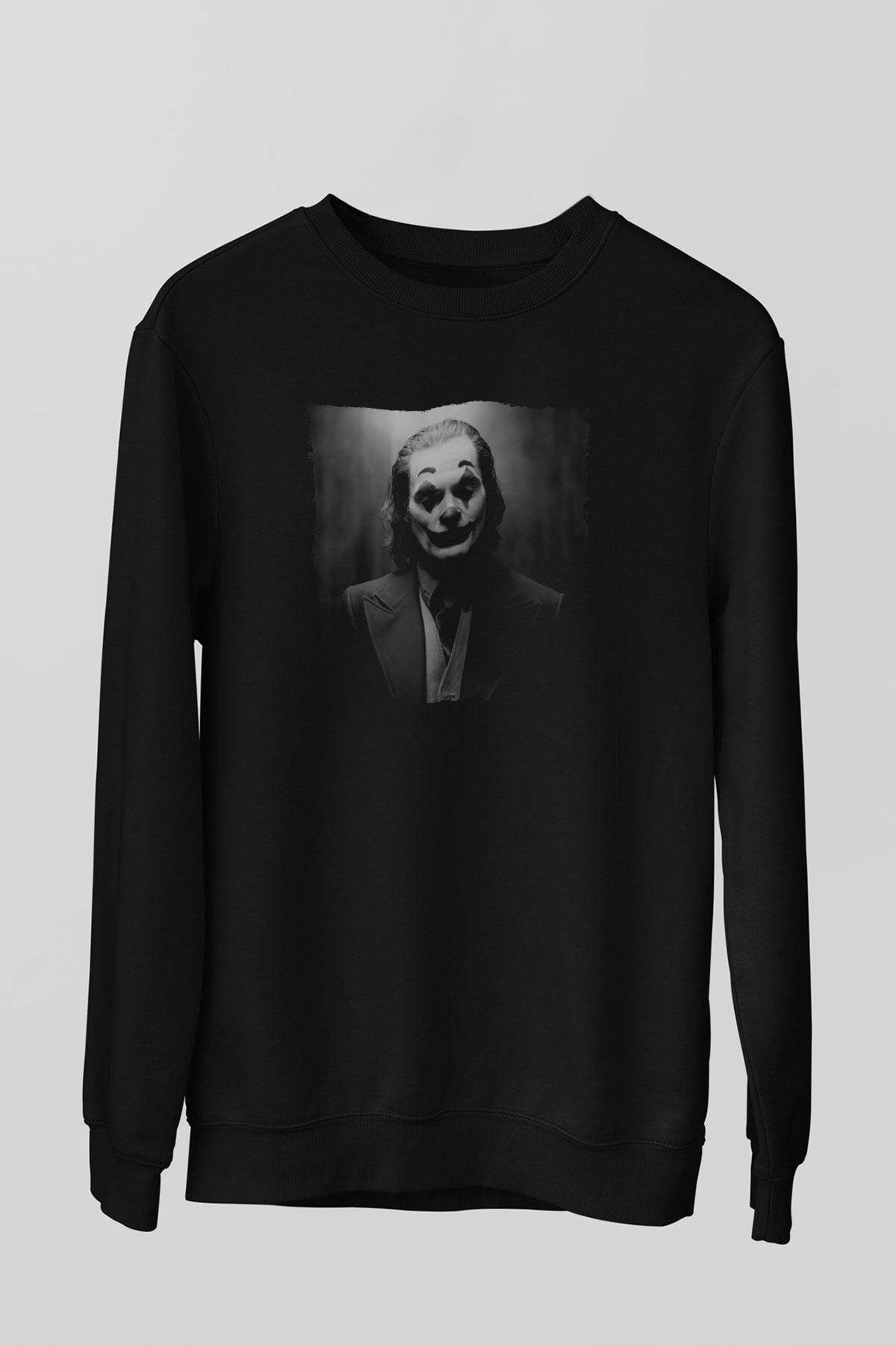 Unisex Joker Baskılı Siyah Sweatshirt