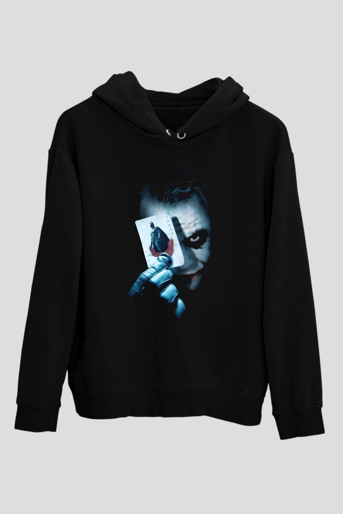 Unisex Joker Baskılı Siyah Unisex Kapüşonlu Sweatshirt