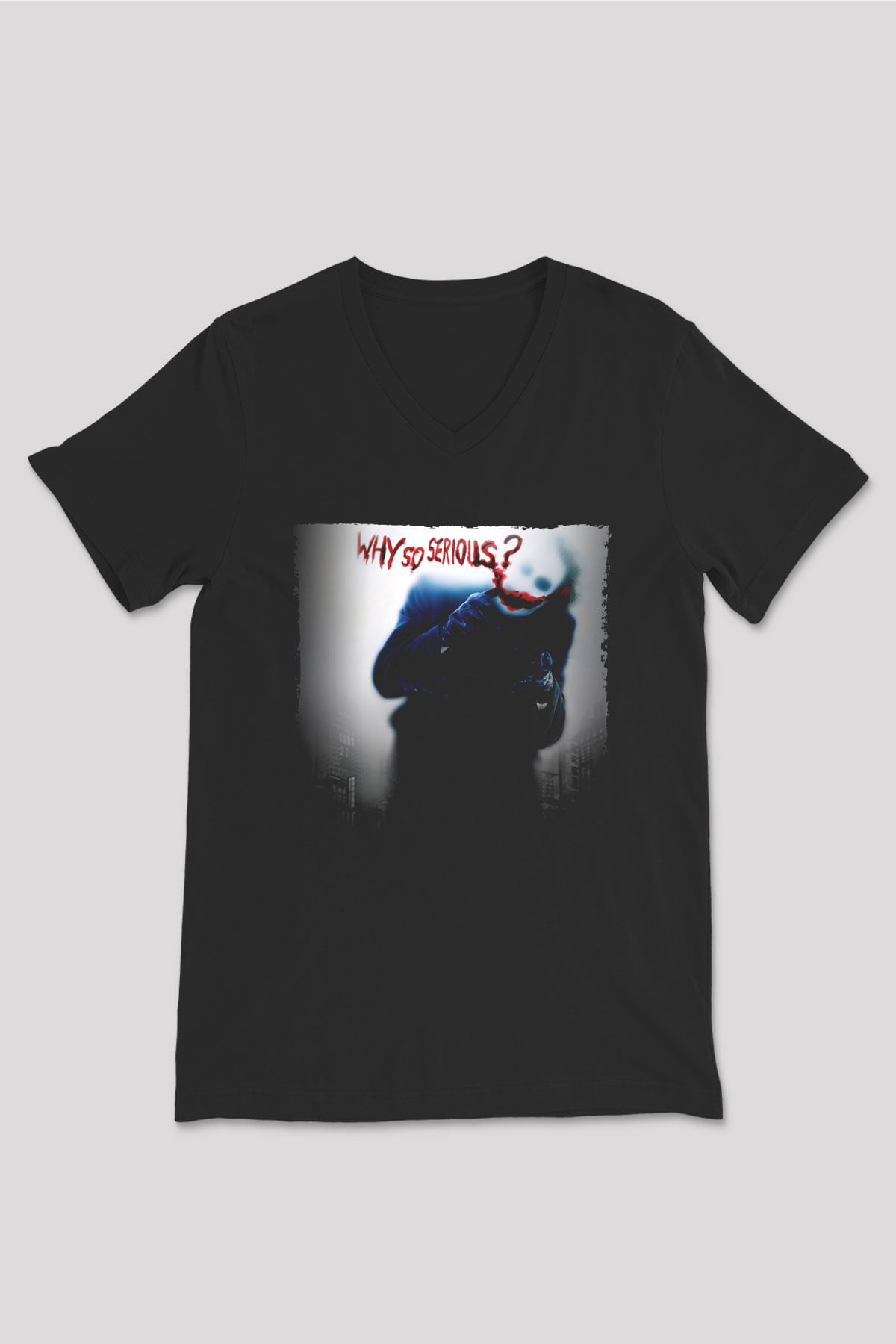 Unisex Joker Siyah Unisex V Yaka Tshirt