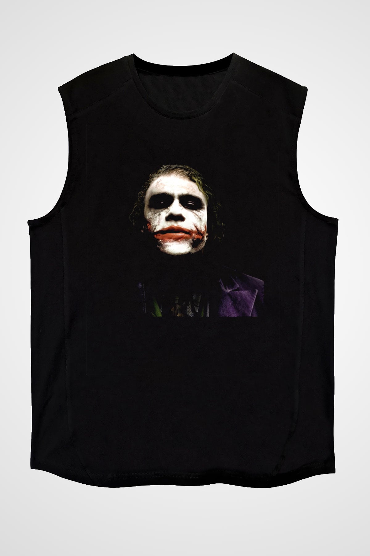 Unisex Joker Temalı Siyah Unisex Kolsuz T-shirt