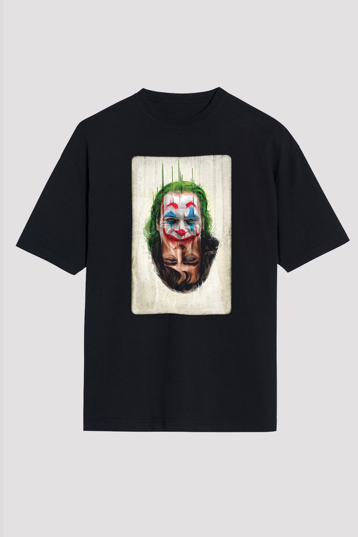Unisex Joker Unisex Baskılı Siyah Oversize Tshirt