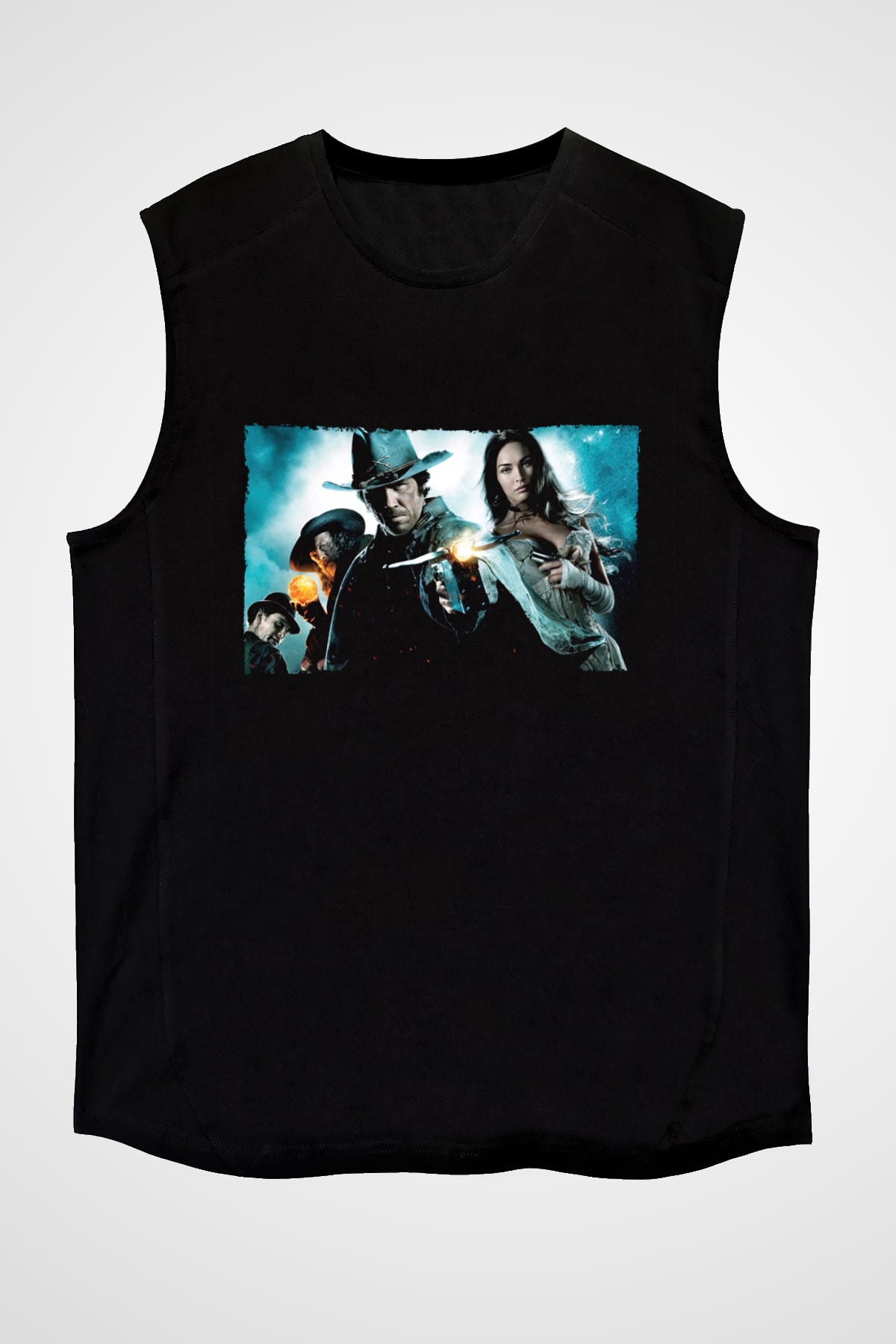 Unisex Jonah Hex Baskılı Siyah Kolsuz Tişört