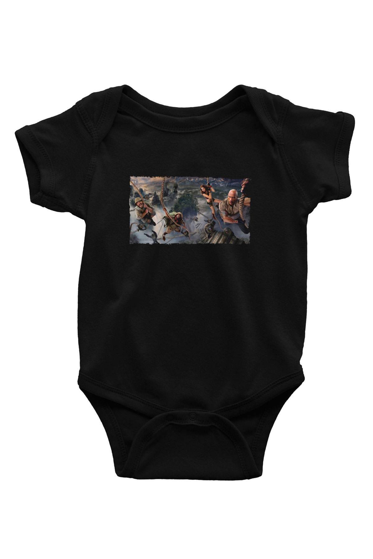 Unisex Jumanji Yeni Seviye (Jumanji The Next Level) Baskılı Siyah Bebek Body - Zıbın