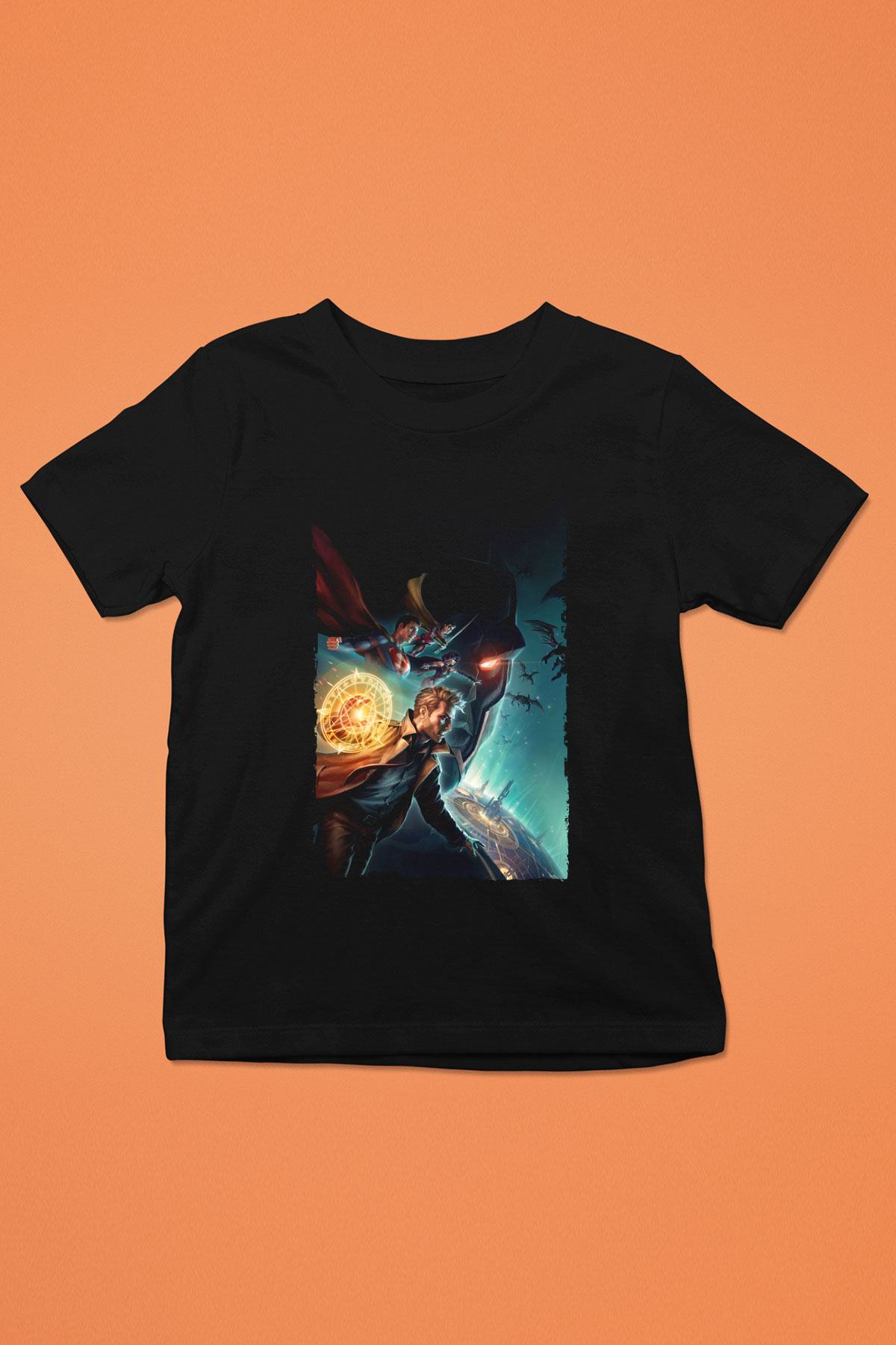 Unisex Justice League Dark Apokolips War Baskılı Siyah Çocuk Tişört