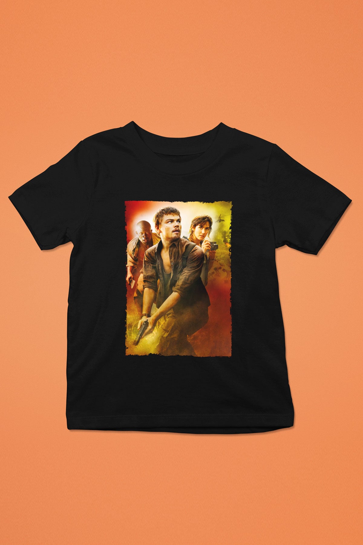 Unisex Kanlı Elmas (Blood Diamond) Baskılı Siyah Çocuk Tişört