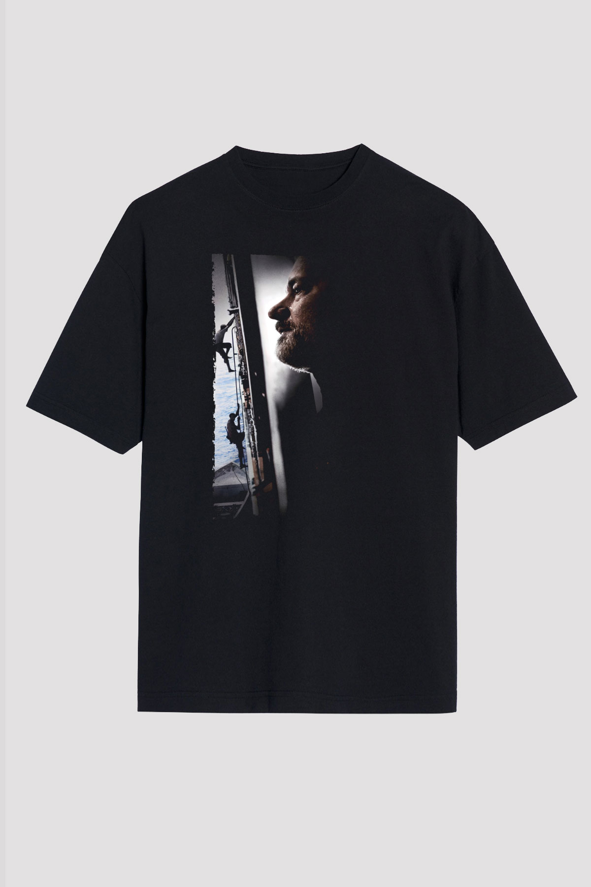 Unisex Kaptan Phillips (Captain Phillips) Baskılı Siyah Oversize T-shirt